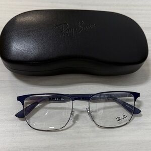 Ray-Ban Navy and Silver Glasses with Case rb 6363